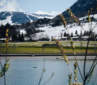 Paysage montagne avec lac